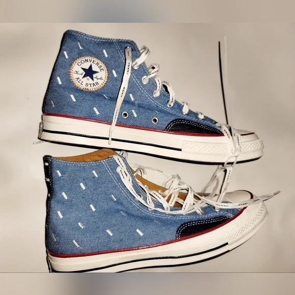 Chuck Taylor Denim  Men's High Top Converse Size 10.5 - Picture 2 of 8